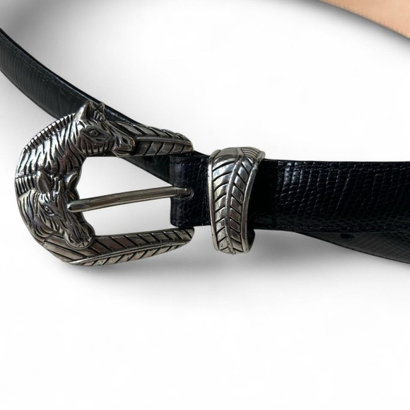 Vintage Brighton Black Belt w/ Zebra Buckle | Size M/L (32”) 🦓🖤 - Picture 2 of 8